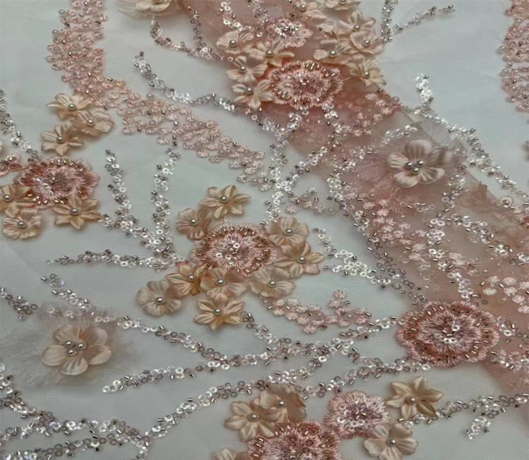 5 Yards Multi-Color Sequined Beaded Embroidered Lace Material Fabric JX361