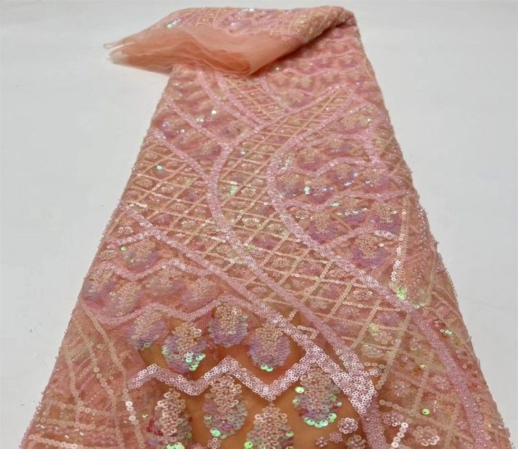 5 Yards Multi-Color Sequined Beaded Embroidered Lace Material Fabric JX372