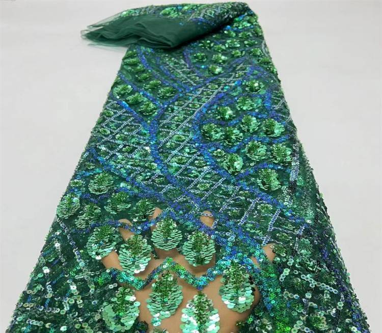 5 Yards Multi-Color Sequined Beaded Embroidered Lace Material Fabric JX372