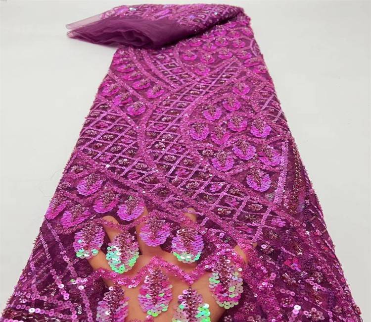 5 Yards Multi-Color Sequined Beaded Embroidered Lace Material Fabric JX372
