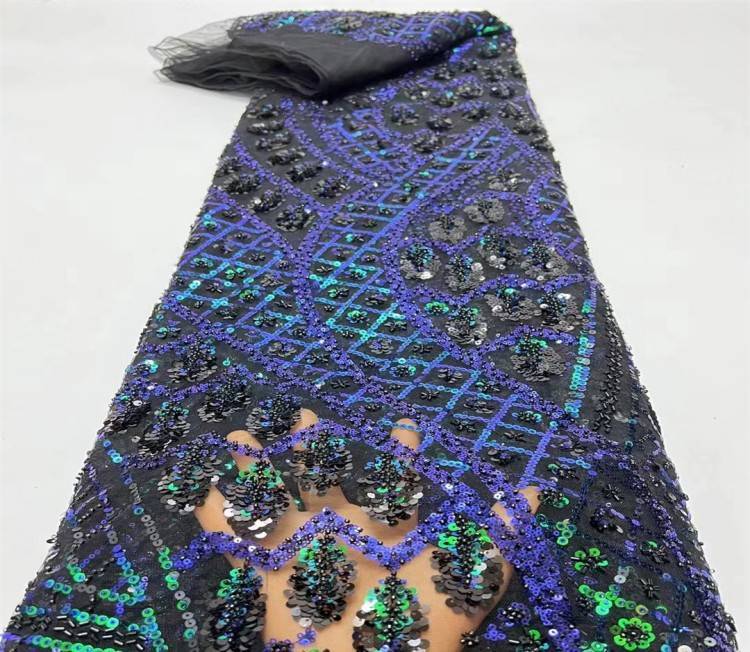 5 Yards Multi-Color Sequined Beaded Embroidered Lace Material Fabric JX372