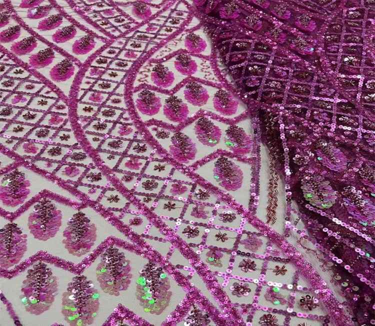 5 Yards Multi-Color Sequined Beaded Embroidered Lace Material Fabric JX372