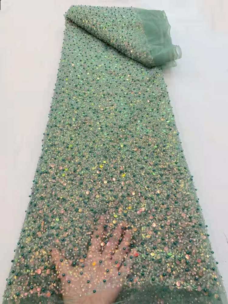 5 Yards Sequined Beaded Lace Material Fabric