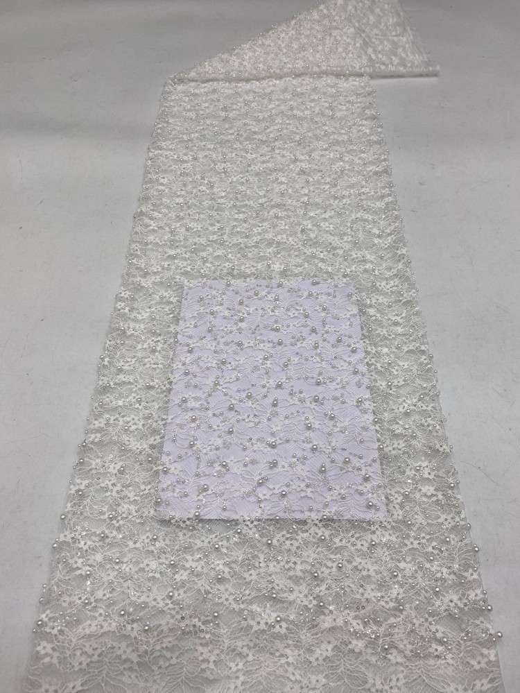 5 Yards Beaded Lace Material Fabric