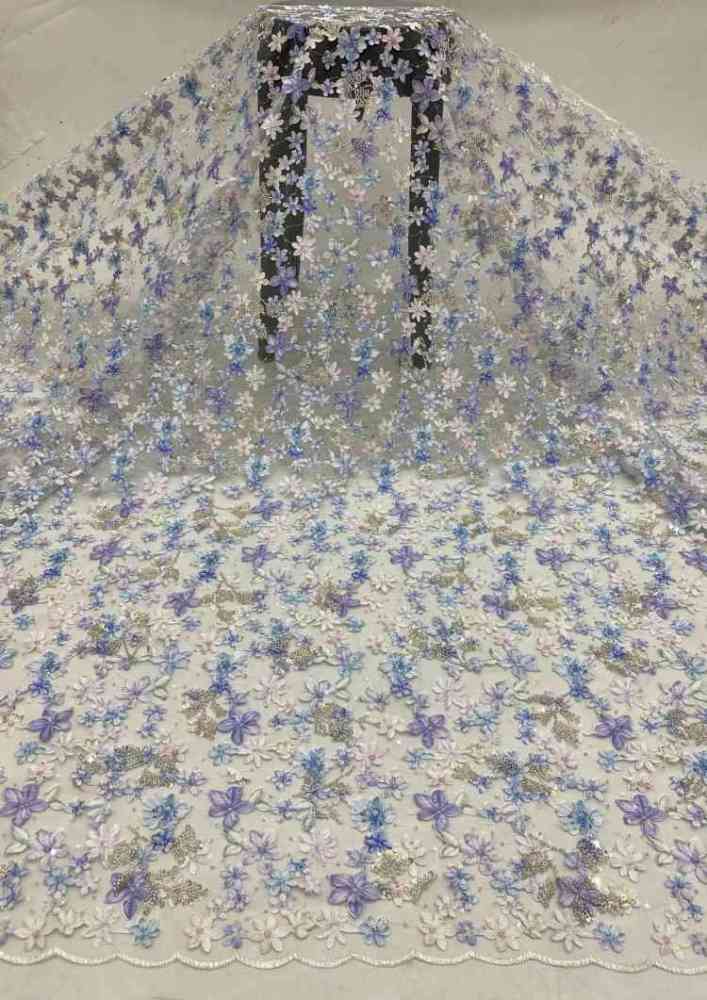 1 Yard 5 Yards Multi-Color Sequined Beaded Embroidered Lace Material Fabric TDD396
