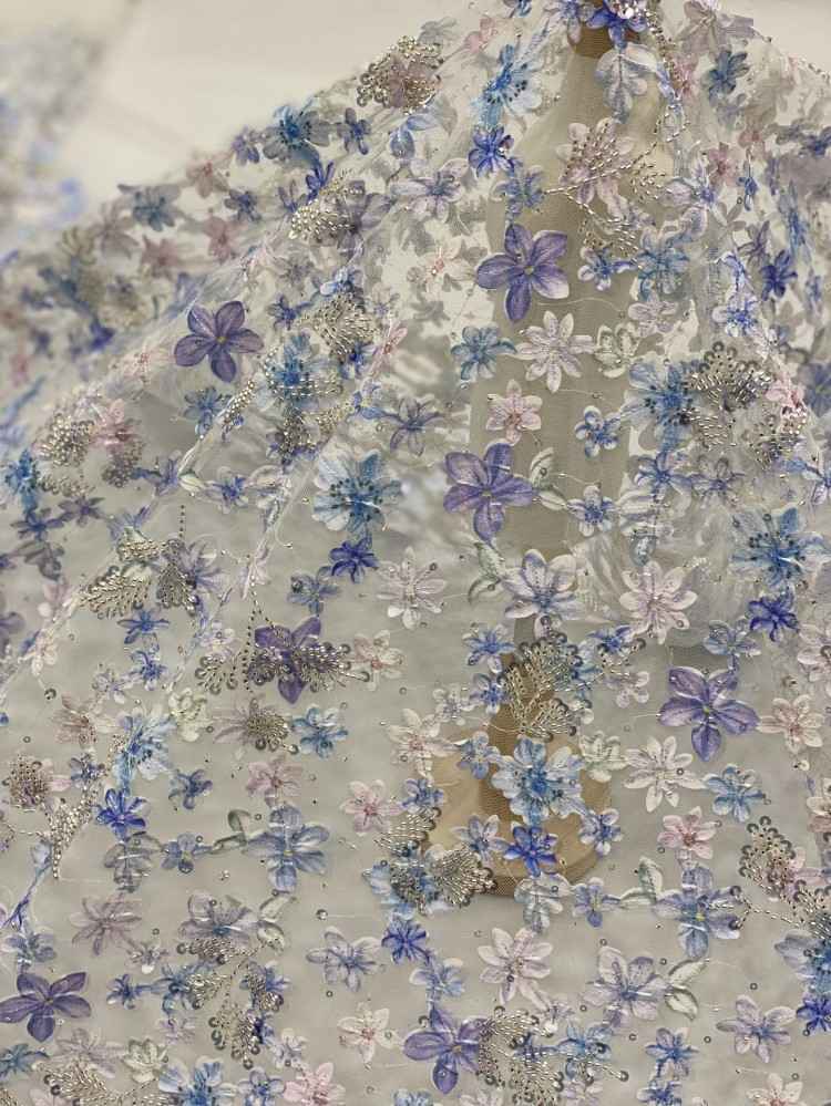1 Yard 5 Yards Multi-Color Sequined Beaded Embroidered Lace Material Fabric TDD396