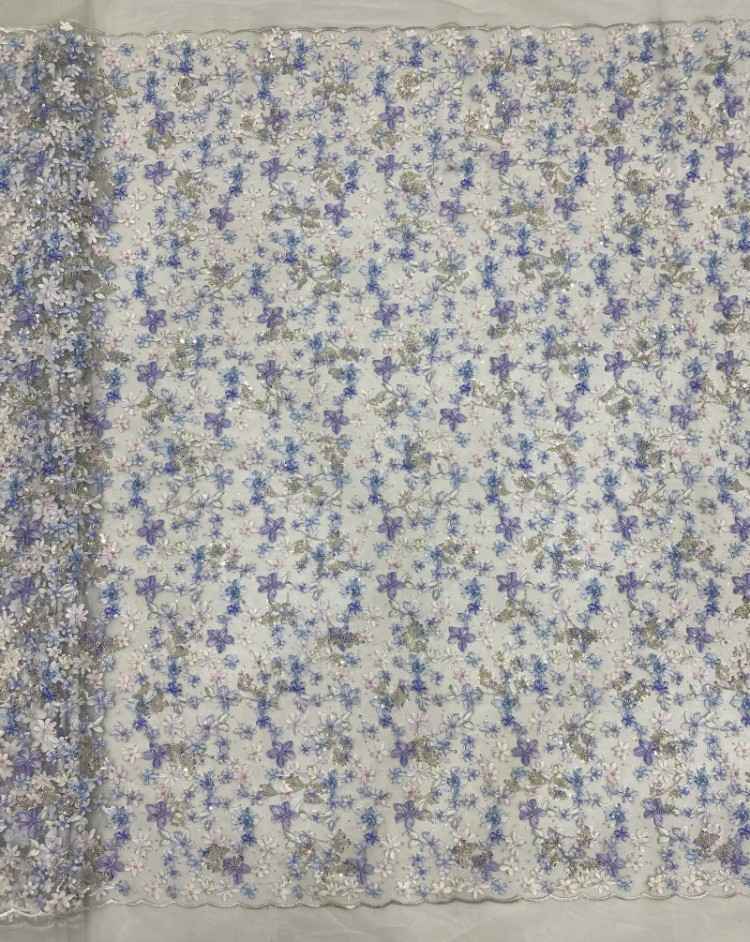 1 Yard 5 Yards Multi-Color Sequined Beaded Embroidered Lace Material Fabric TDD396