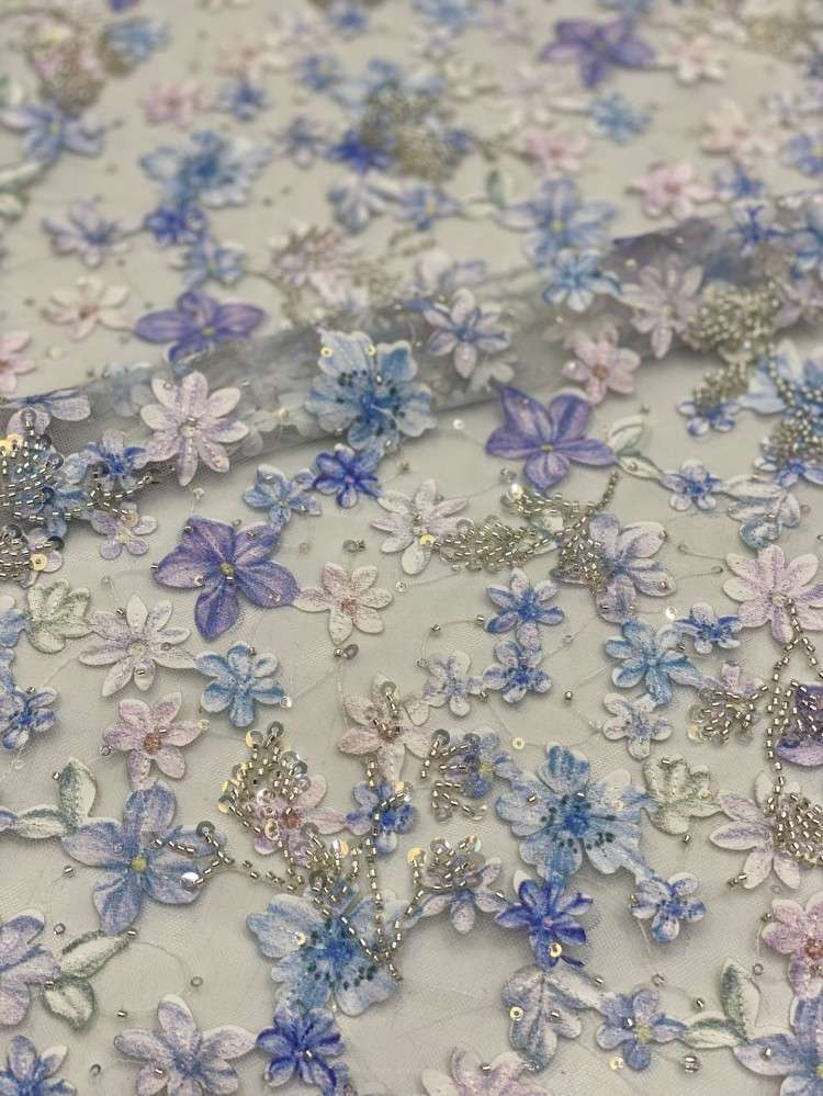 1 Yard 5 Yards Multi-Color Sequined Beaded Embroidered Lace Material Fabric TDD396