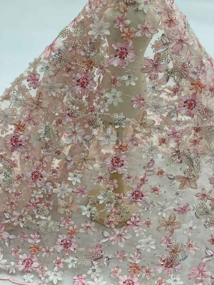 1 Yard 5 Yards Multi-Color Sequined Beaded Embroidered Lace Material Fabric TDD396