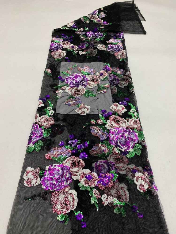 1 Yard 5 Yards Multi-Color Sequined Beaded Embroidered Lace Material Fabric TDD400