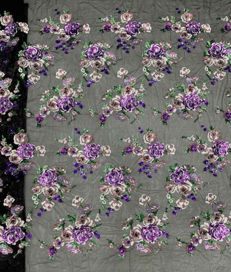 1 Yard 5 Yards Multi-Color Sequined Beaded Embroidered Lace Material Fabric TDD400