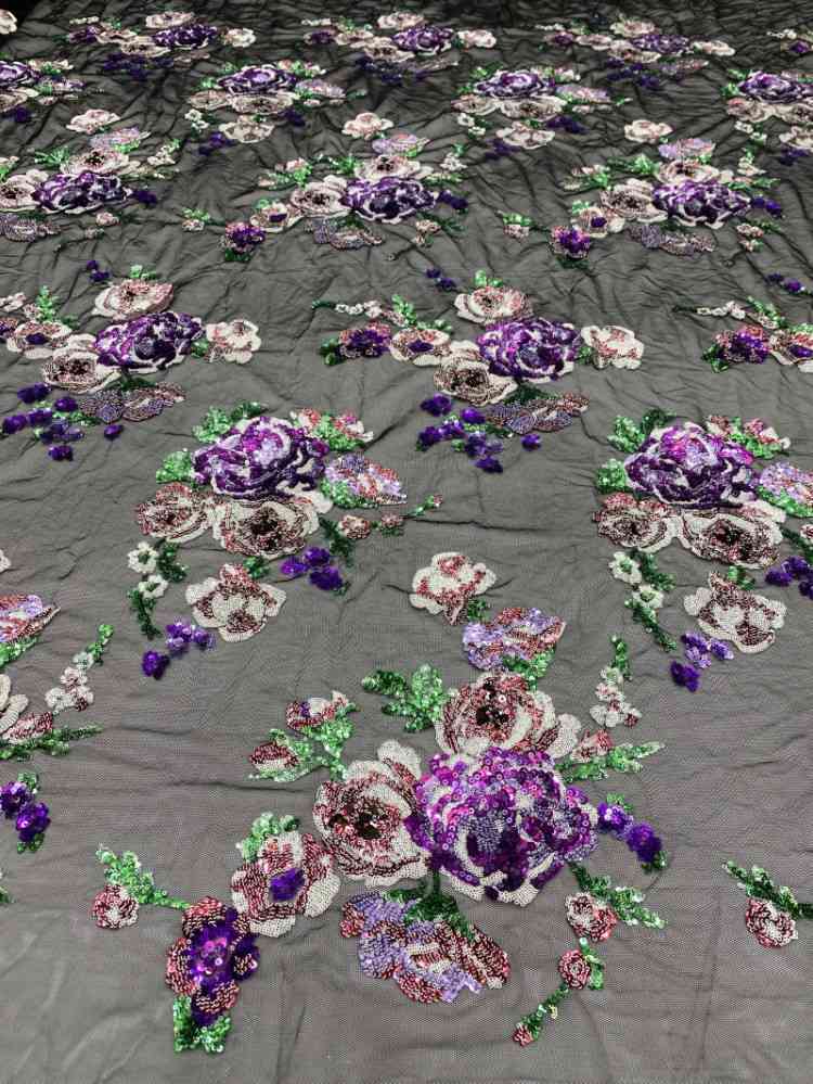 1 Yard 5 Yards Multi-Color Sequined Beaded Embroidered Lace Material Fabric TDD400
