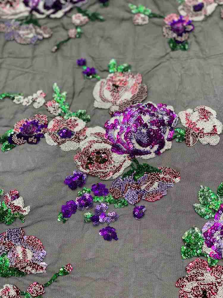 1 Yard 5 Yards Multi-Color Sequined Beaded Embroidered Lace Material Fabric TDD400