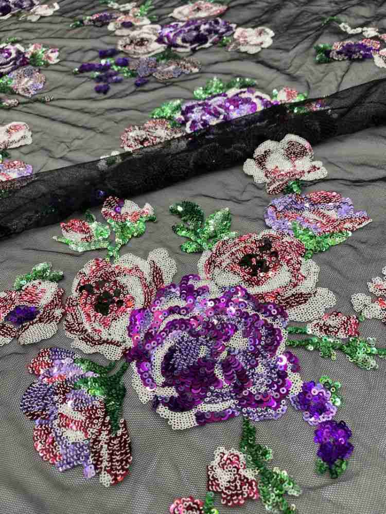 1 Yard 5 Yards Multi-Color Sequined Beaded Embroidered Lace Material Fabric TDD400
