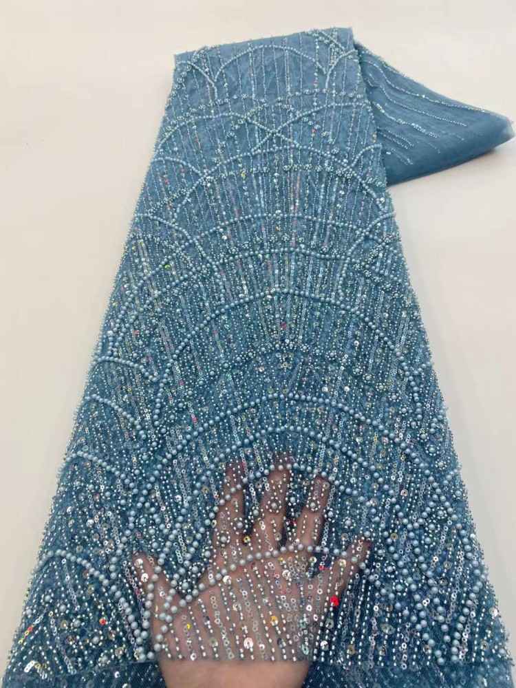1 Yard Beaded Lace Material Fabric