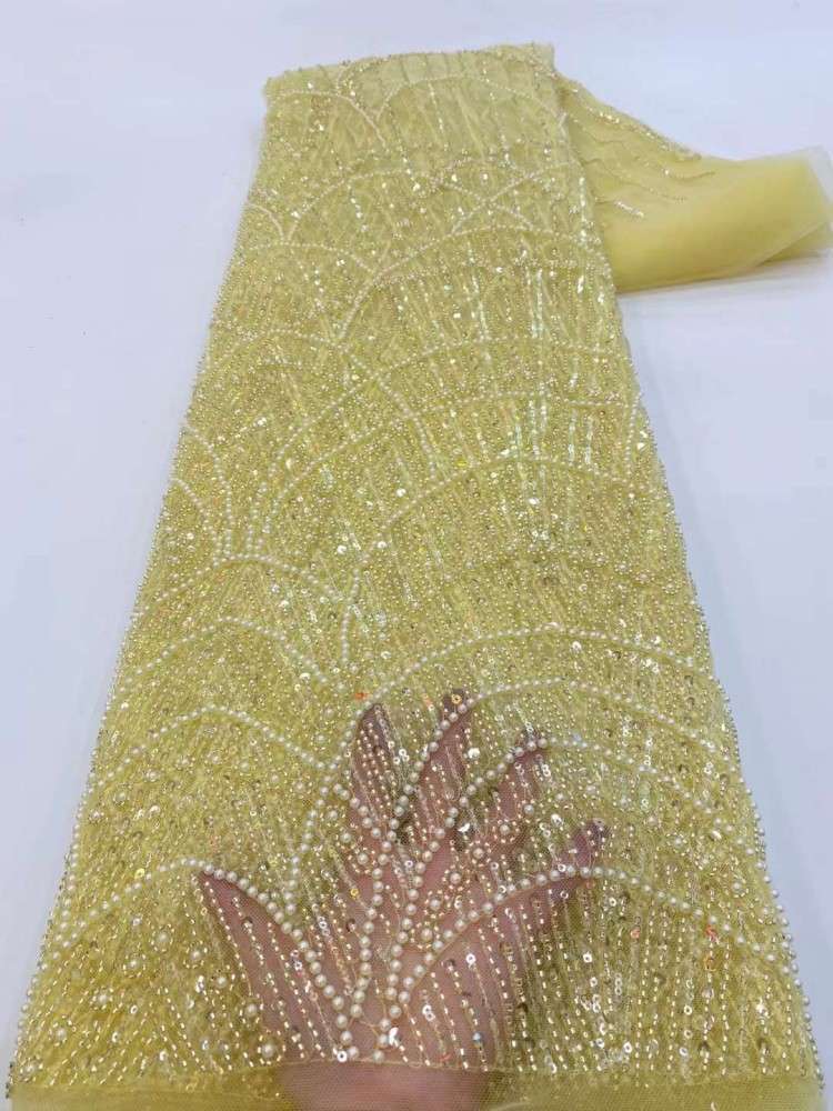 1 Yard Beaded Lace Material Fabric