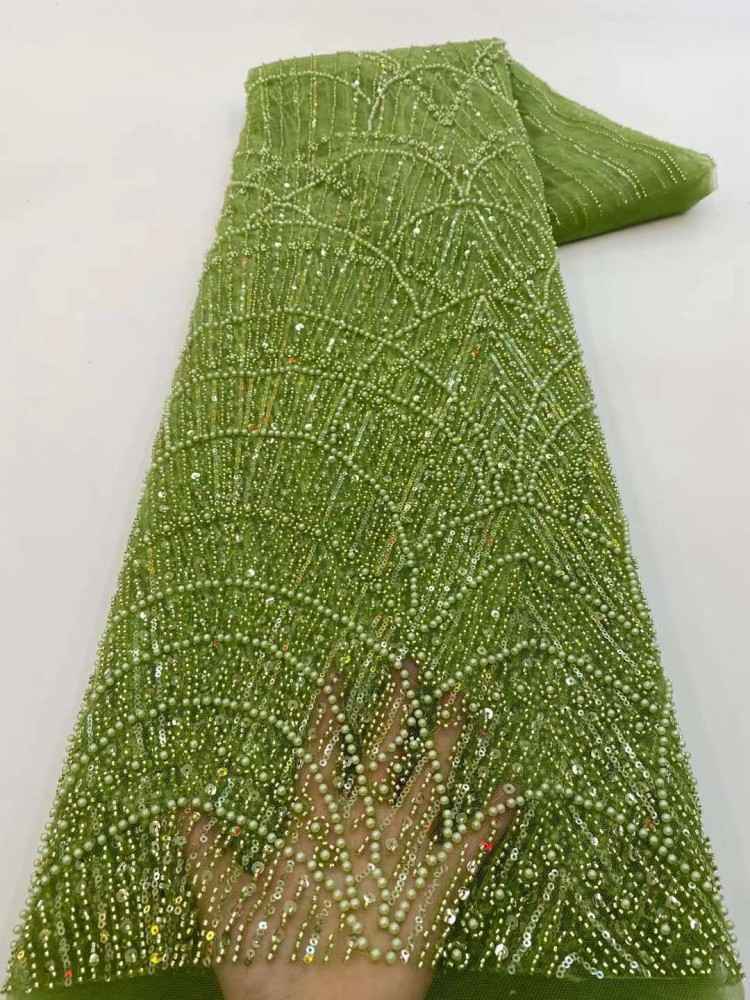 1 Yard Beaded Lace Material Fabric