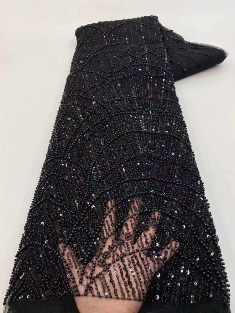 1 Yard Beaded Lace Material Fabric