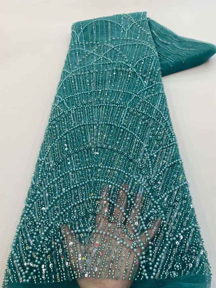 1 Yard Beaded Lace Material Fabric