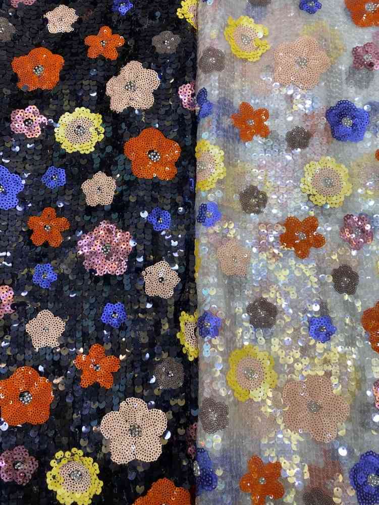 5 Yards Multicolor Sequin Lace Fabric – Luxury Evening Dress and Gown Material