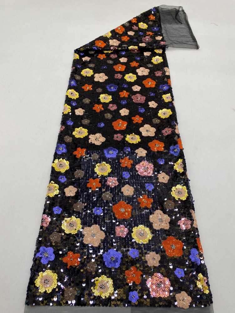 5 Yards Multicolor Sequin Lace Fabric – Luxury Evening Dress and Gown Material