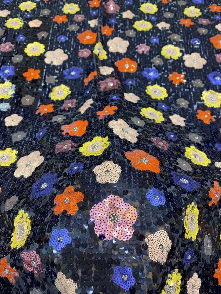 5 Yards Multicolor Sequin Lace Fabric – Luxury Evening Dress and Gown Material