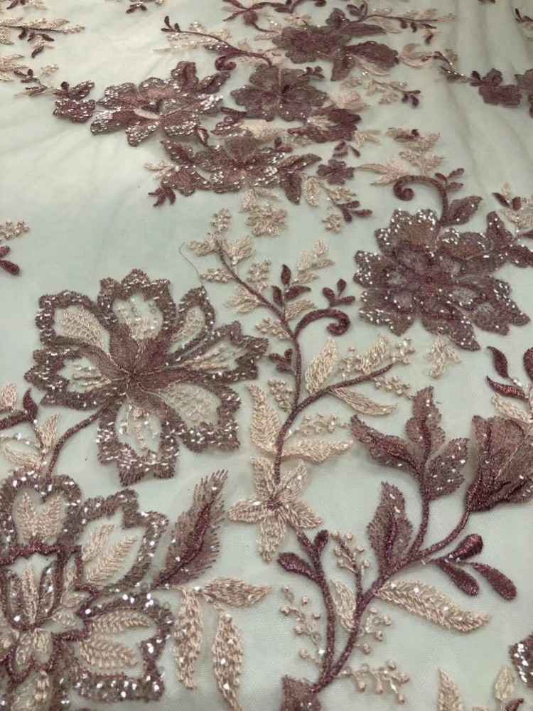 1 Yard 5 Yards Multi-Color Sequined Beaded Embroidered Lace Material Fabric TDD403