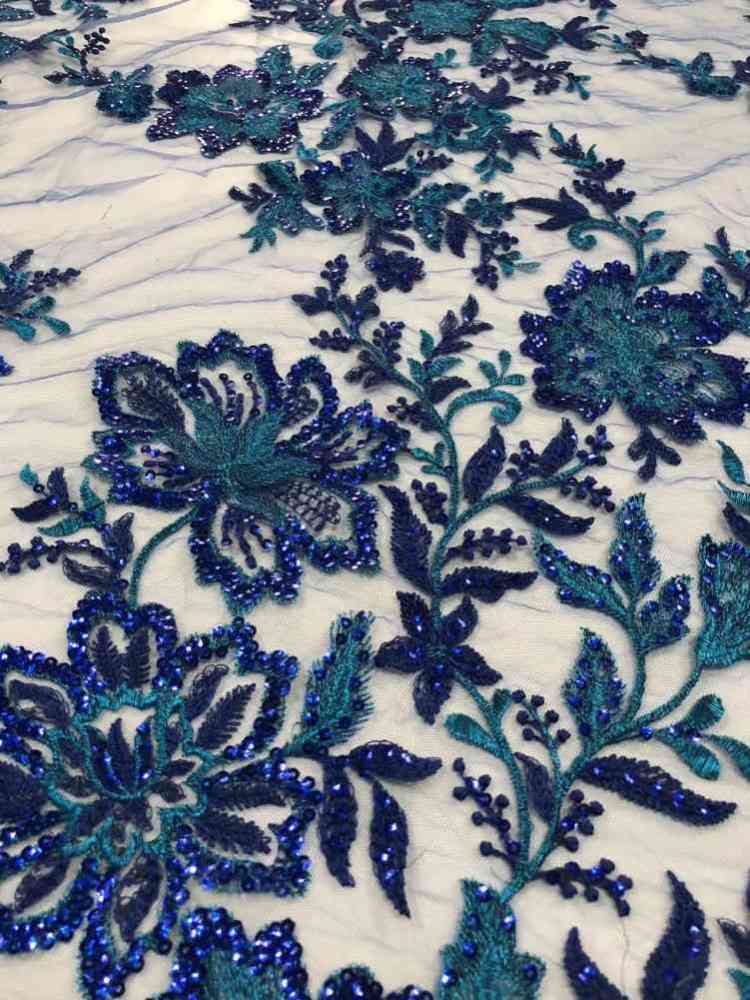 1 Yard 5 Yards Multi-Color Sequined Beaded Embroidered Lace Material Fabric TDD403