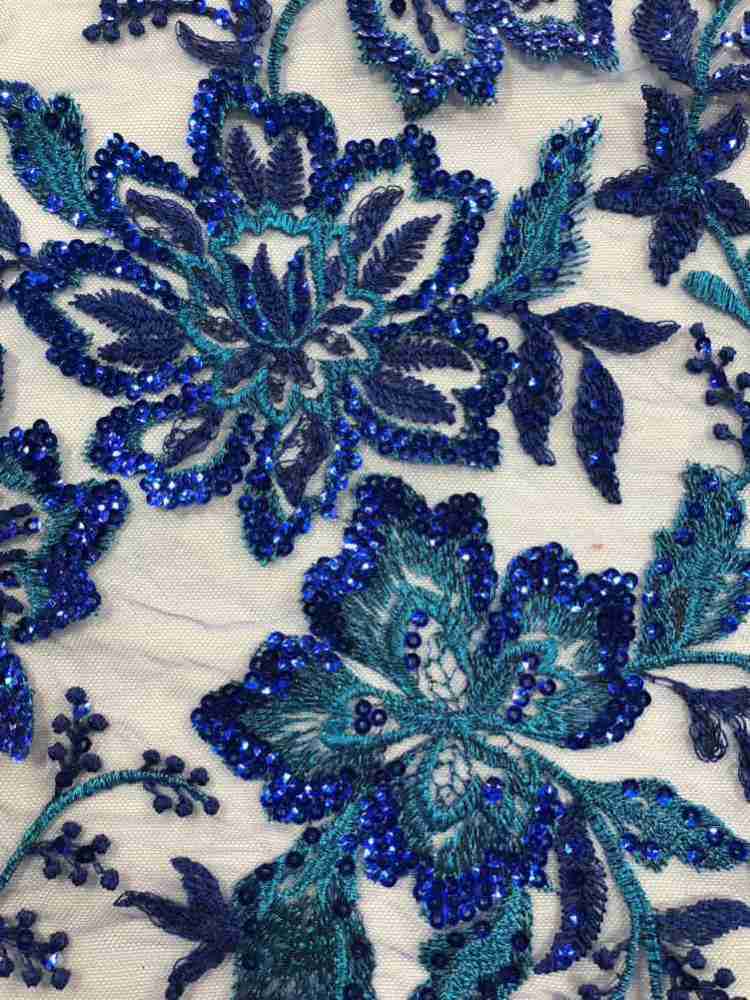 1 Yard 5 Yards Multi-Color Sequined Beaded Embroidered Lace Material Fabric TDD403