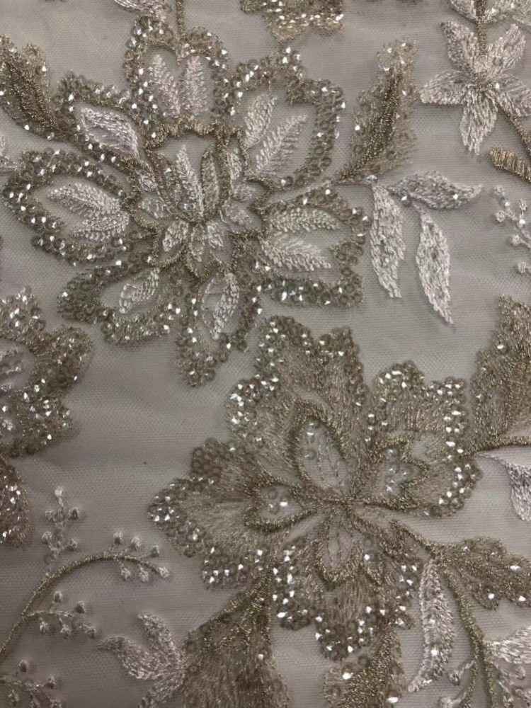 1 Yard 5 Yards Multi-Color Sequined Beaded Embroidered Lace Material Fabric TDD403
