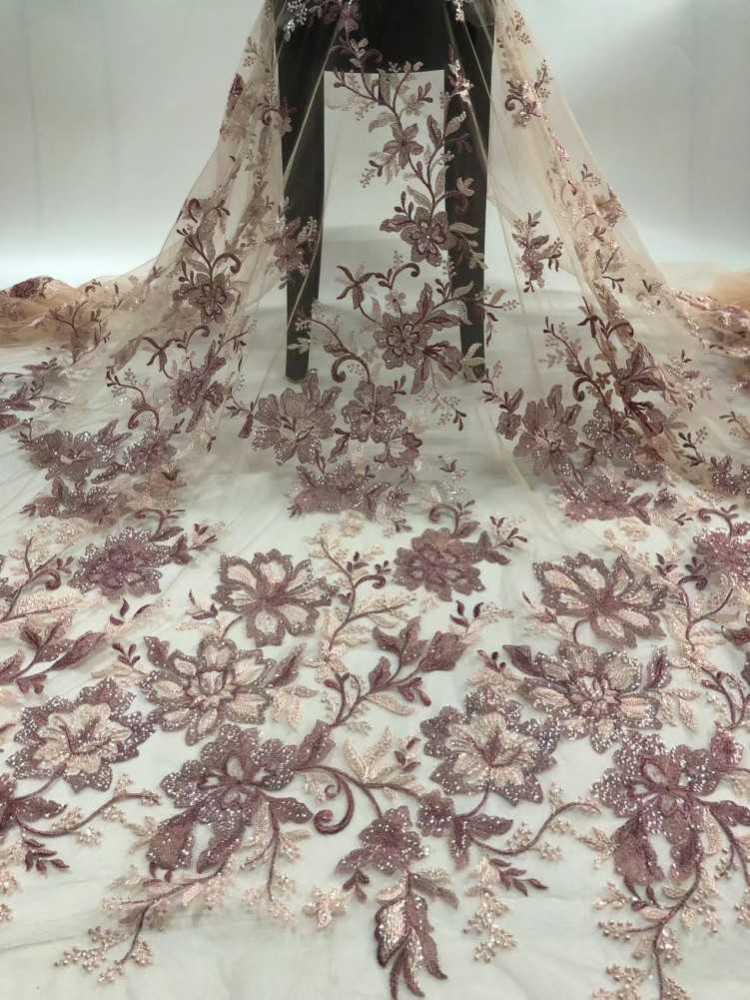 1 Yard 5 Yards Multi-Color Sequined Beaded Embroidered Lace Material Fabric TDD403