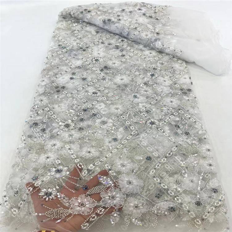 1 Yard 5 Yards Multi-Color Sequined Beaded Embroidered Lace Material Fabric TDD404