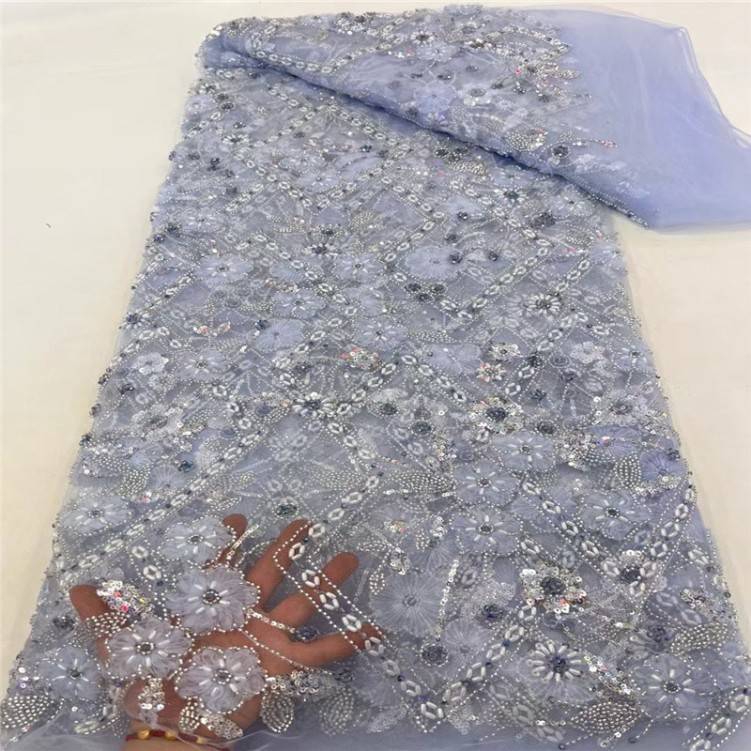 1 Yard 5 Yards Multi-Color Sequined Beaded Embroidered Lace Material Fabric TDD404