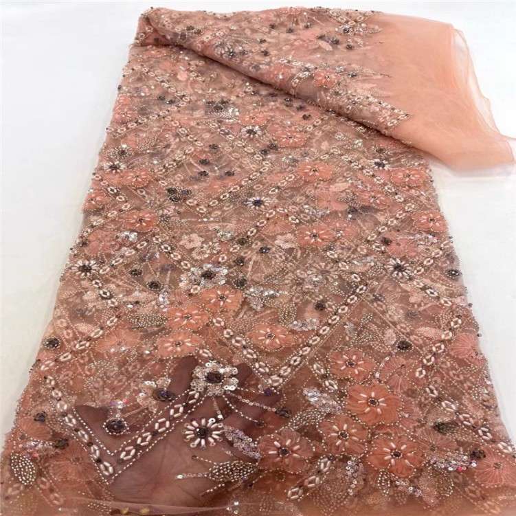 1 Yard 5 Yards Multi-Color Sequined Beaded Embroidered Lace Material Fabric TDD404