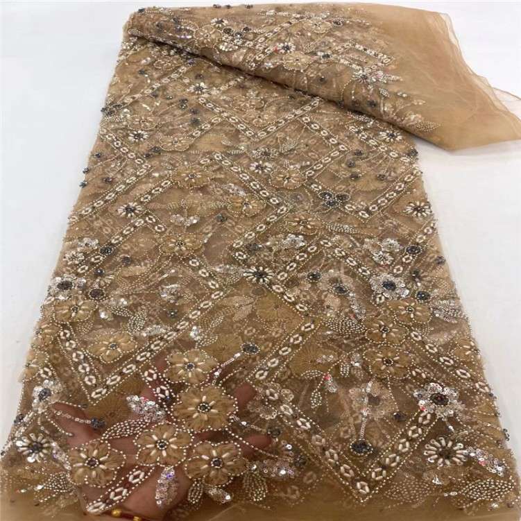 1 Yard 5 Yards Multi-Color Sequined Beaded Embroidered Lace Material Fabric TDD404