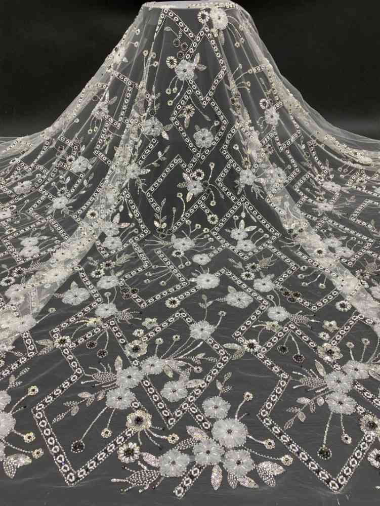 1 Yard 5 Yards Multi-Color Sequined Beaded Embroidered Lace Material Fabric TDD404