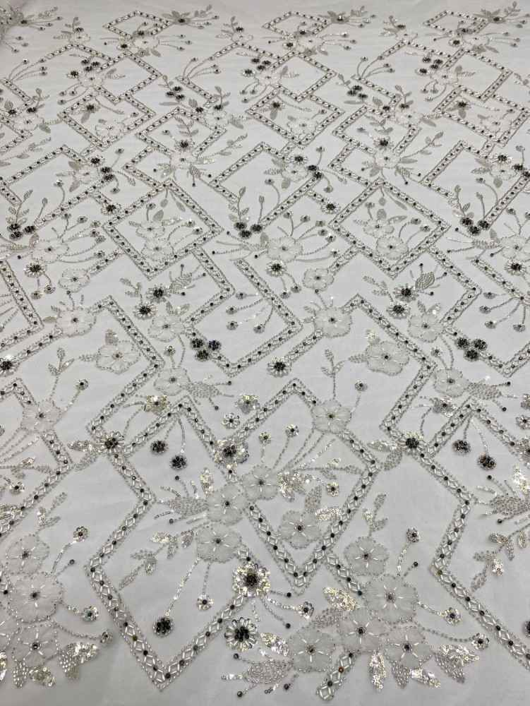 1 Yard 5 Yards Multi-Color Sequined Beaded Embroidered Lace Material Fabric TDD404