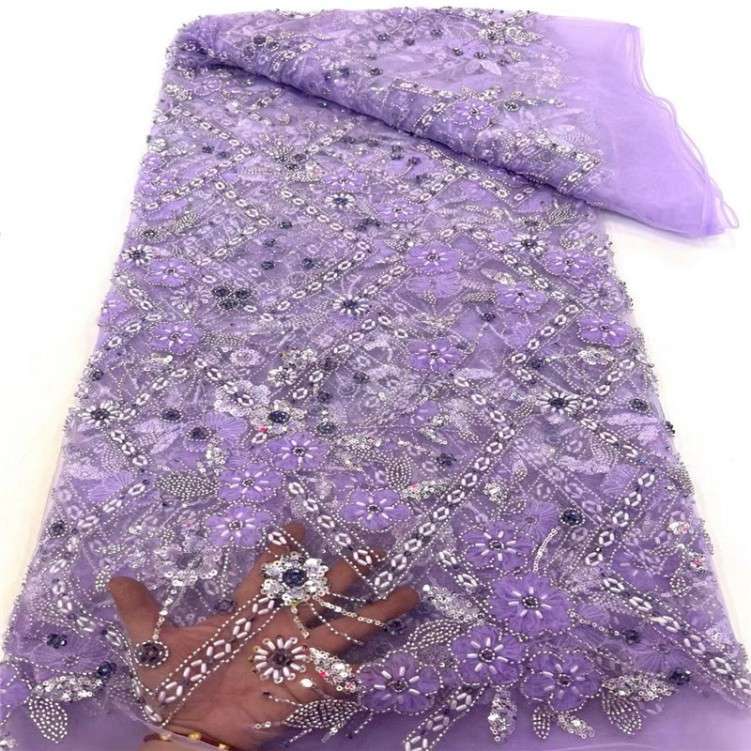 1 Yard 5 Yards Multi-Color Sequined Beaded Embroidered Lace Material Fabric TDD404