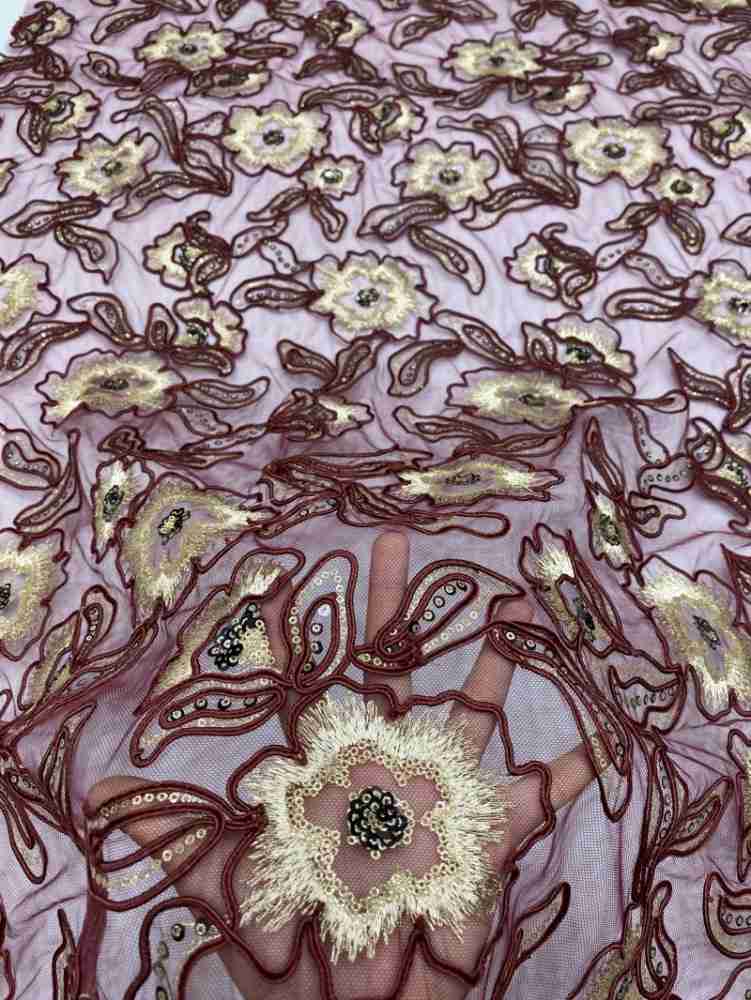 1 Yard 5 Yards Multi-Color Sequined Beaded Embroidered Lace Material Fabric TDD407