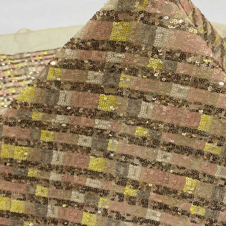 1 Yard 5 Yards Multi-Color Sequined Beaded Embroidered Lace Material Fabric TDD409