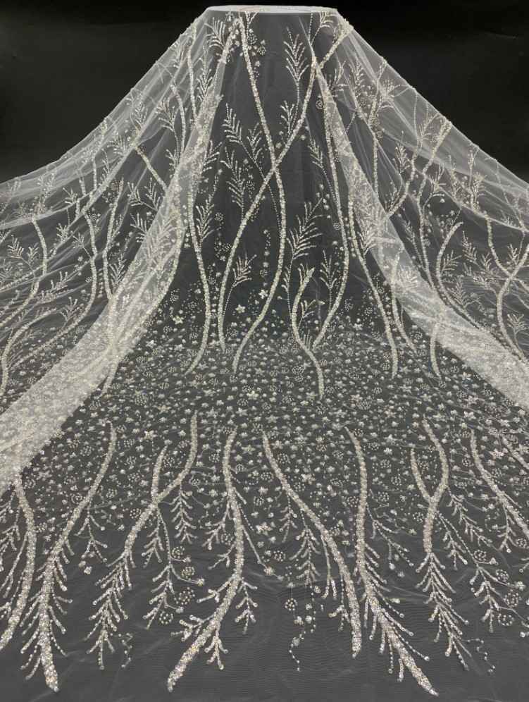 1 Yard 5 Yards Multi-Color Sequined Beaded Embroidered Lace Material Fabric TDD412