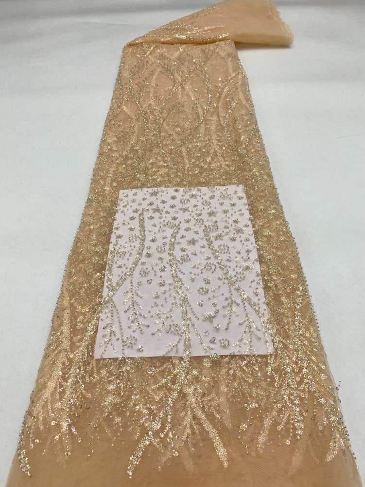 5 Yards Beaded Lace Material Fabric