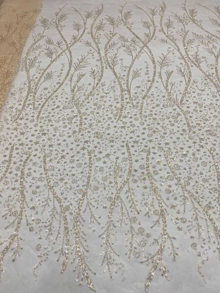 5 Yards Beaded Lace Material Fabric