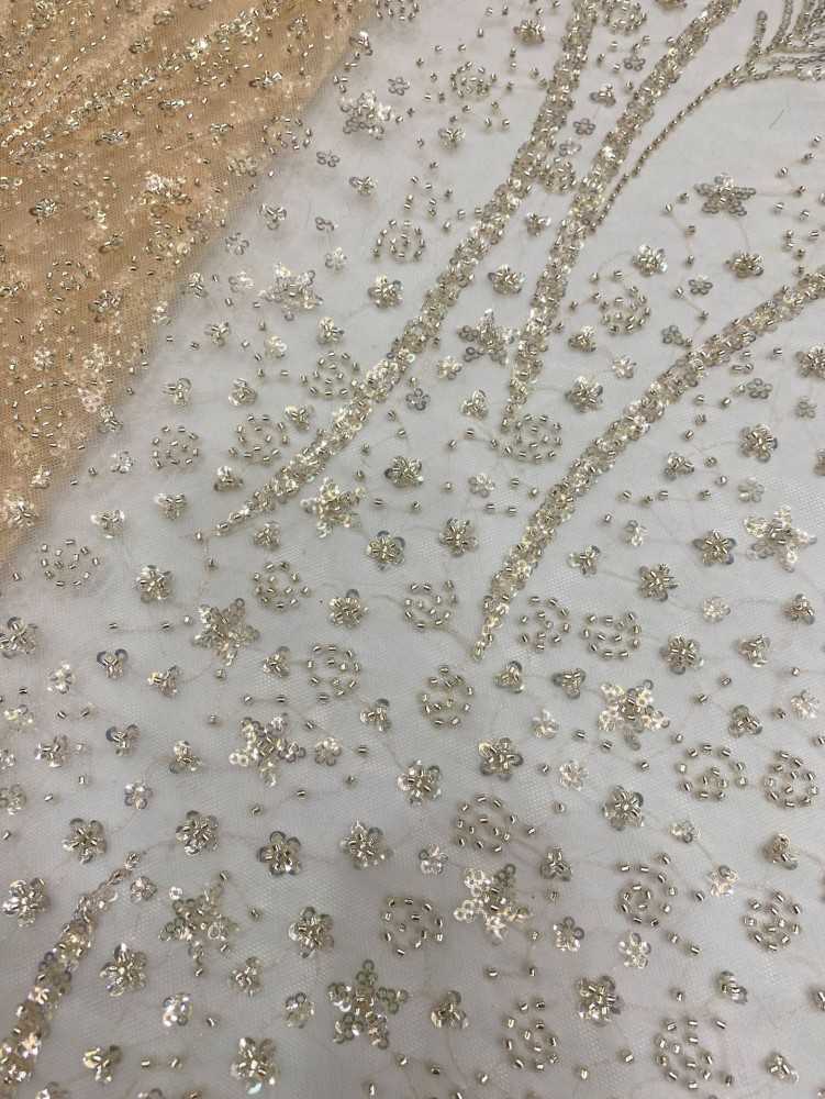 5 Yards Beaded Lace Material Fabric