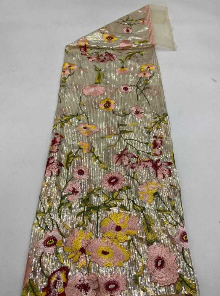 1 Yard 5 Yards Multi-Color Sequined Beaded Embroidered Lace Material Fabric TDD414