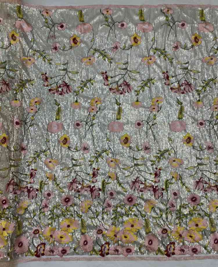1 Yard 5 Yards Multi-Color Sequined Beaded Embroidered Lace Material Fabric TDD414
