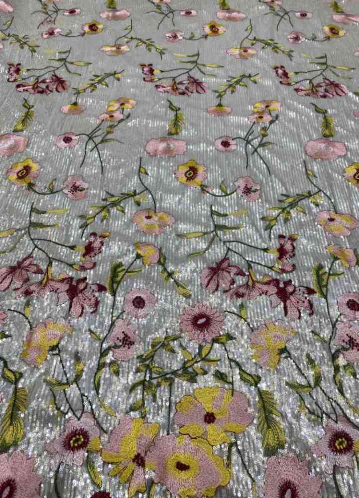 1 Yard 5 Yards Multi-Color Sequined Beaded Embroidered Lace Material Fabric TDD414