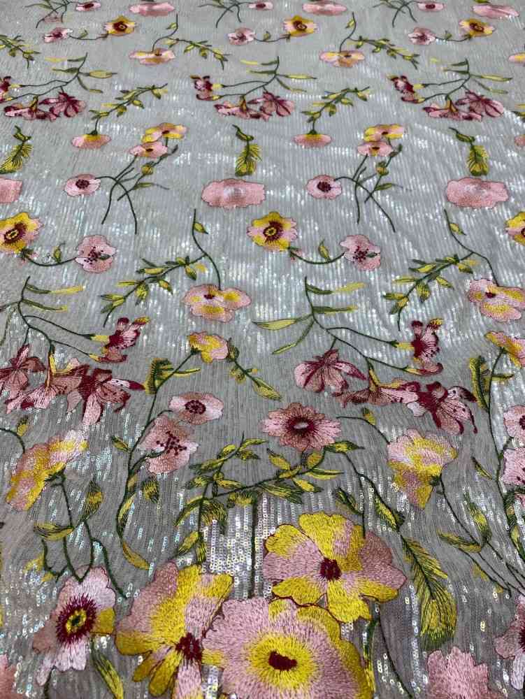 1 Yard 5 Yards Multi-Color Sequined Beaded Embroidered Lace Material Fabric TDD414