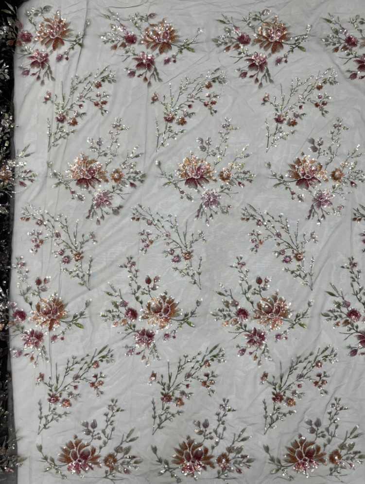 1 Yard 5 Yards Multi-Color Sequined Beaded Embroidered Lace Material Fabric TDD415