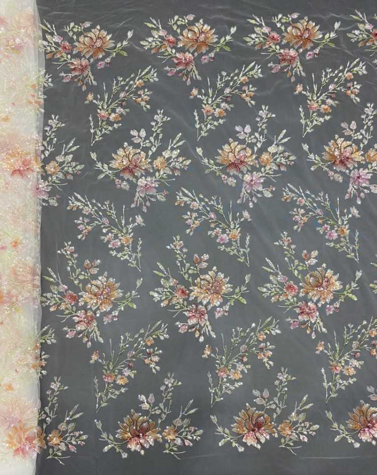 1 Yard 5 Yards Multi-Color Sequined Beaded Embroidered Lace Material Fabric TDD415